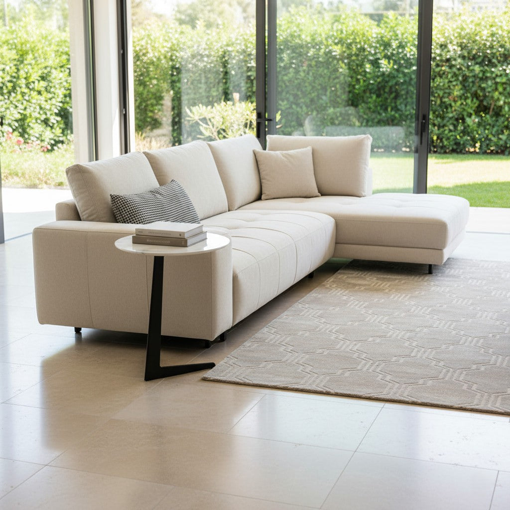 ARCHI Side Table – Marble Stone Top with Carbon Steel Base