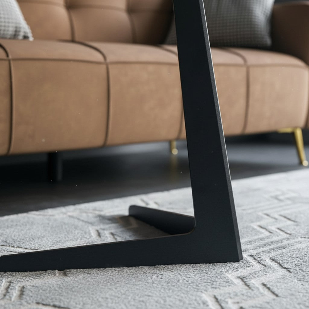 ARCHI Side Table – Marble Stone Top with Carbon Steel Base