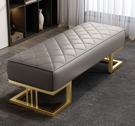 ASTORIA  Coffee Grey PU Leather Ottoman Bench