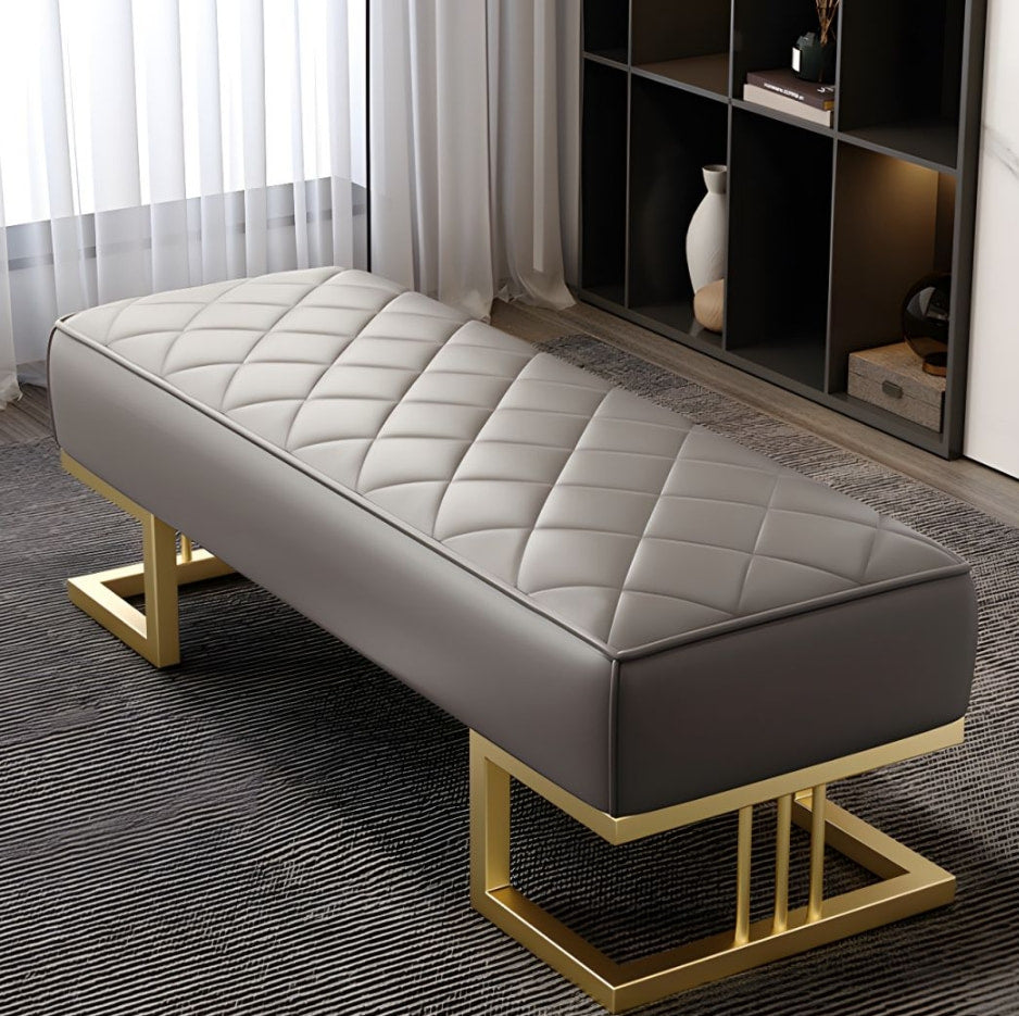 ASTORIA  Coffee Grey PU Leather Ottoman Bench