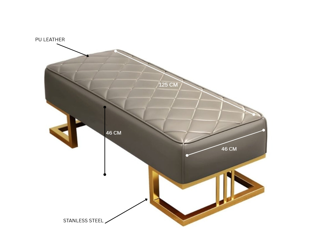 ASTORIA  Coffee Grey PU Leather Ottoman Bench