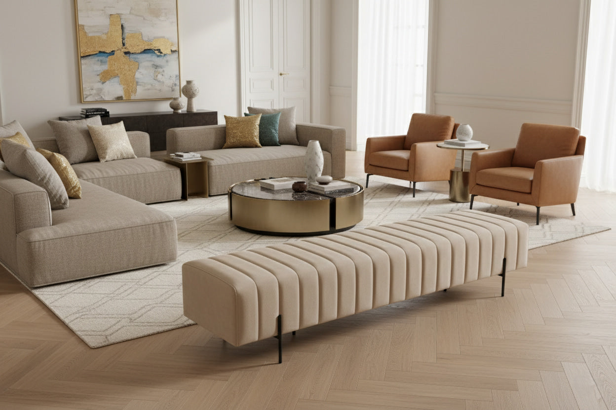 CARLO CONTINI i Luxe Ottoman Bench – Modern Minimalism with Timeless Sophistication