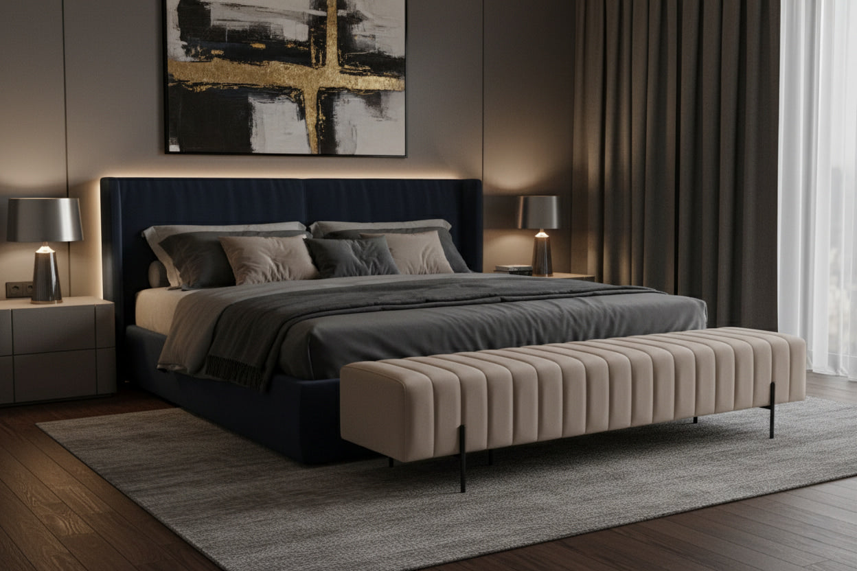 CARLO CONTINI i Luxe Ottoman Bench – Modern Minimalism with Timeless Sophistication