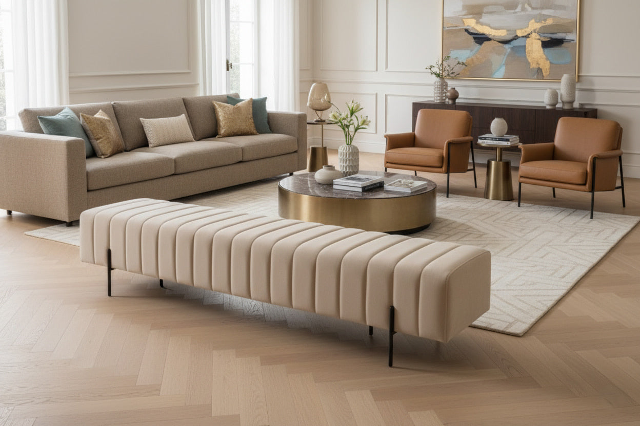 CARLO CONTINI i Luxe Ottoman Bench – Modern Minimalism with Timeless Sophistication