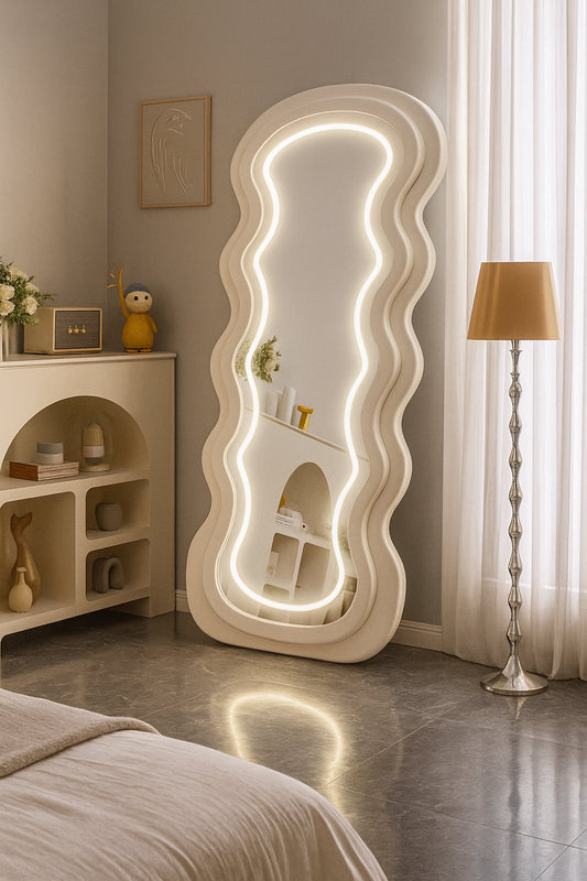 Diva Glow LED Standing Mirror – Beige