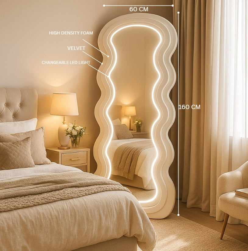 Diva Glow LED Standing Mirror – Beige