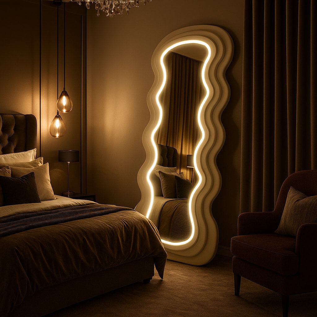 Diva Glow LED Standing Mirror – Beige