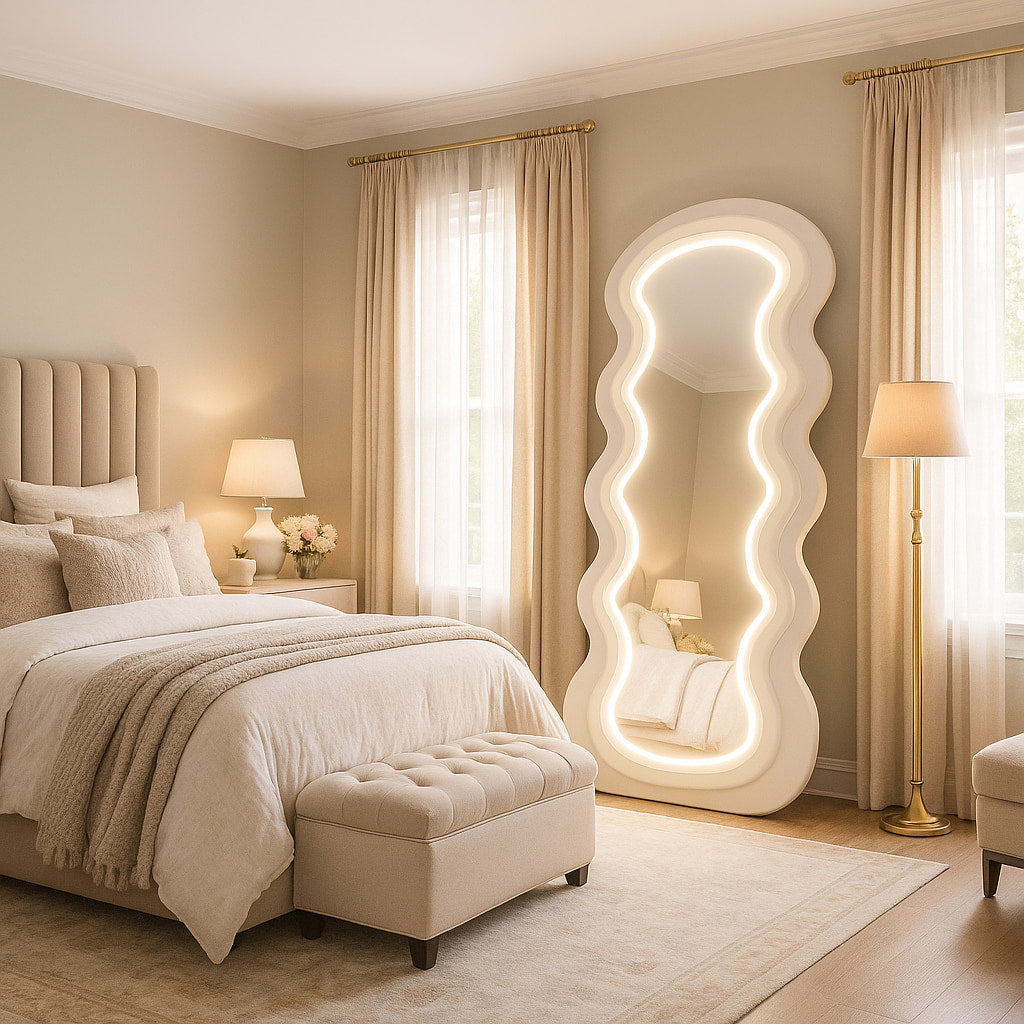 Diva Glow LED Standing Mirror – Beige
