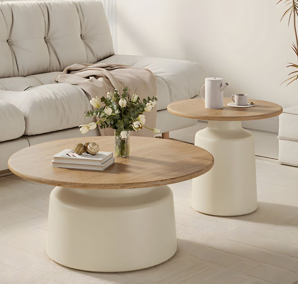 DOPPIO Coffee & Side Table Set – Contemporary Elegance in Wood and Ceramic Finish