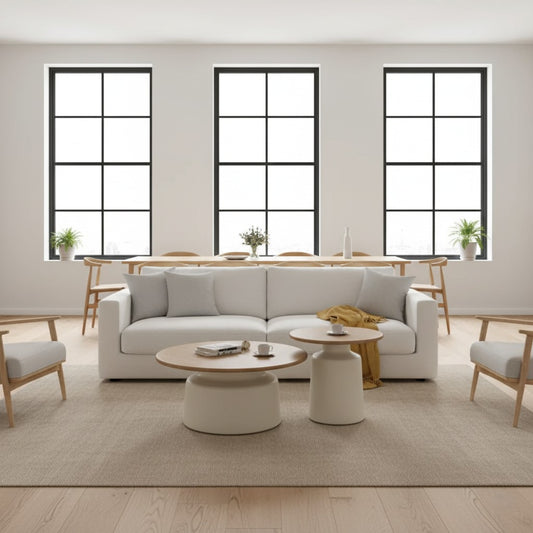 DOPPIO Coffee & Side Table Set – Contemporary Elegance in Wood and Ceramic Finish