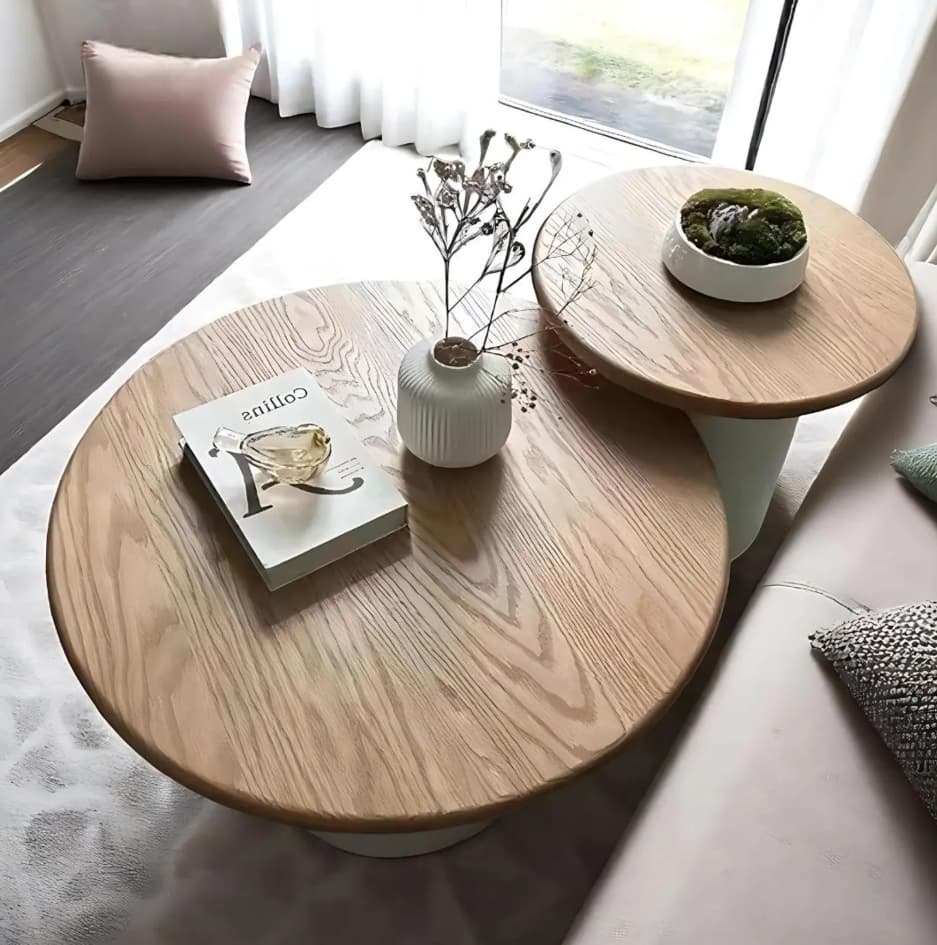DOPPIO Coffee & Side Table Set – Contemporary Elegance in Wood and Ceramic Finish