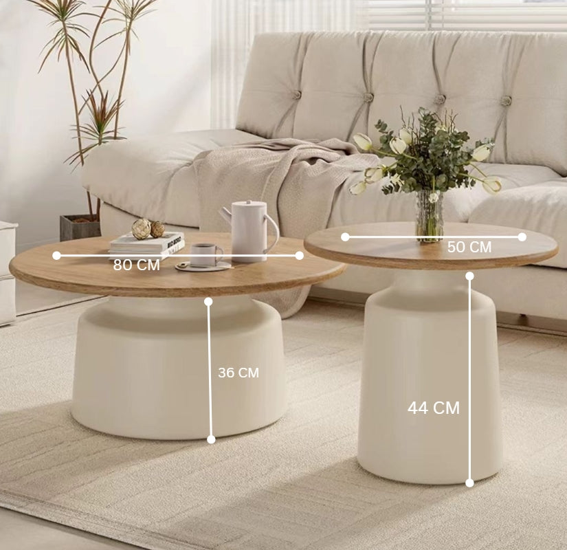 DOPPIO Coffee & Side Table Set – Contemporary Elegance in Wood and Ceramic Finish