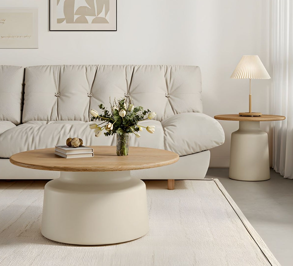 DOPPIO Coffee & Side Table Set – Contemporary Elegance in Wood and Ceramic Finish
