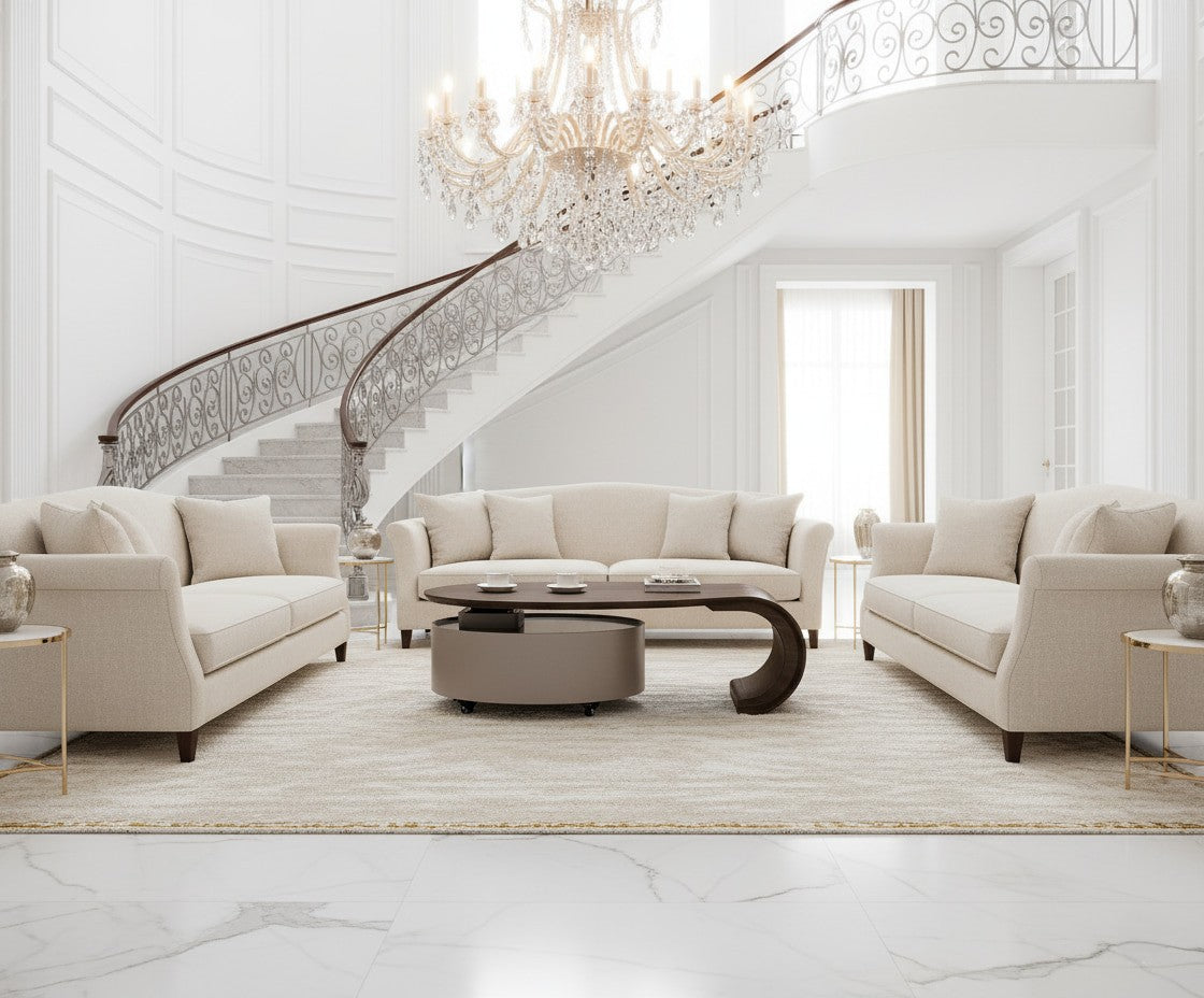 ÉCLAIR Modern Coffee Table with Hidden Storage – Curved Wood Design & Rolling Base