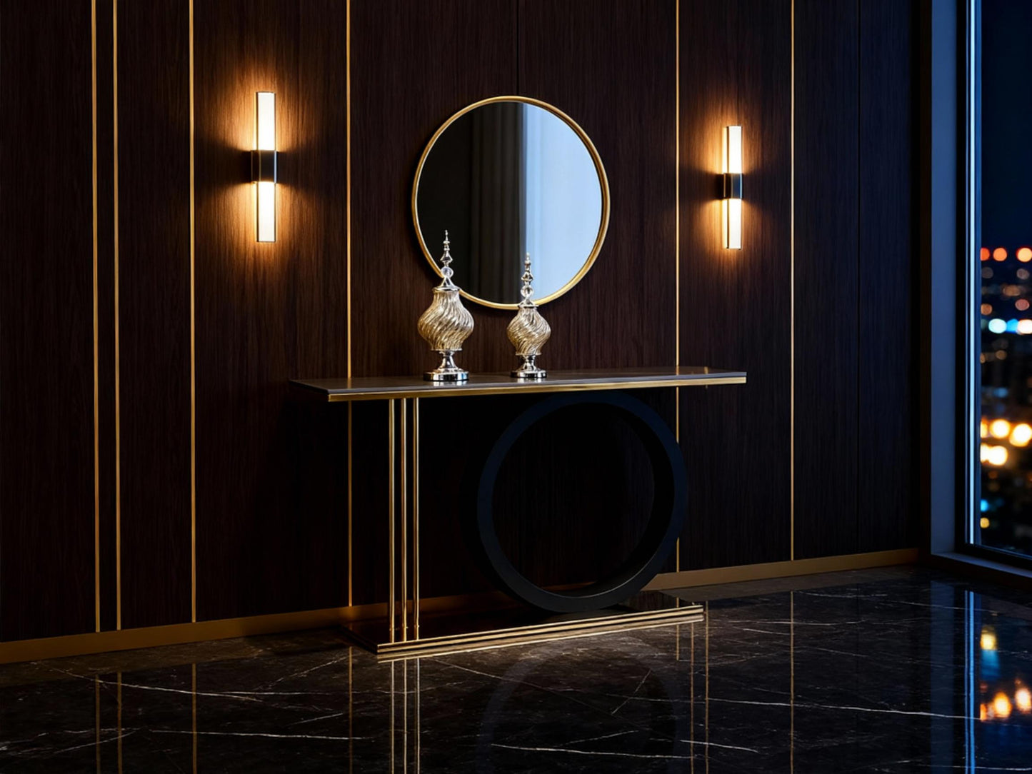 ECLIPSE Console Table – Bold Design with Timeless Gold Accents