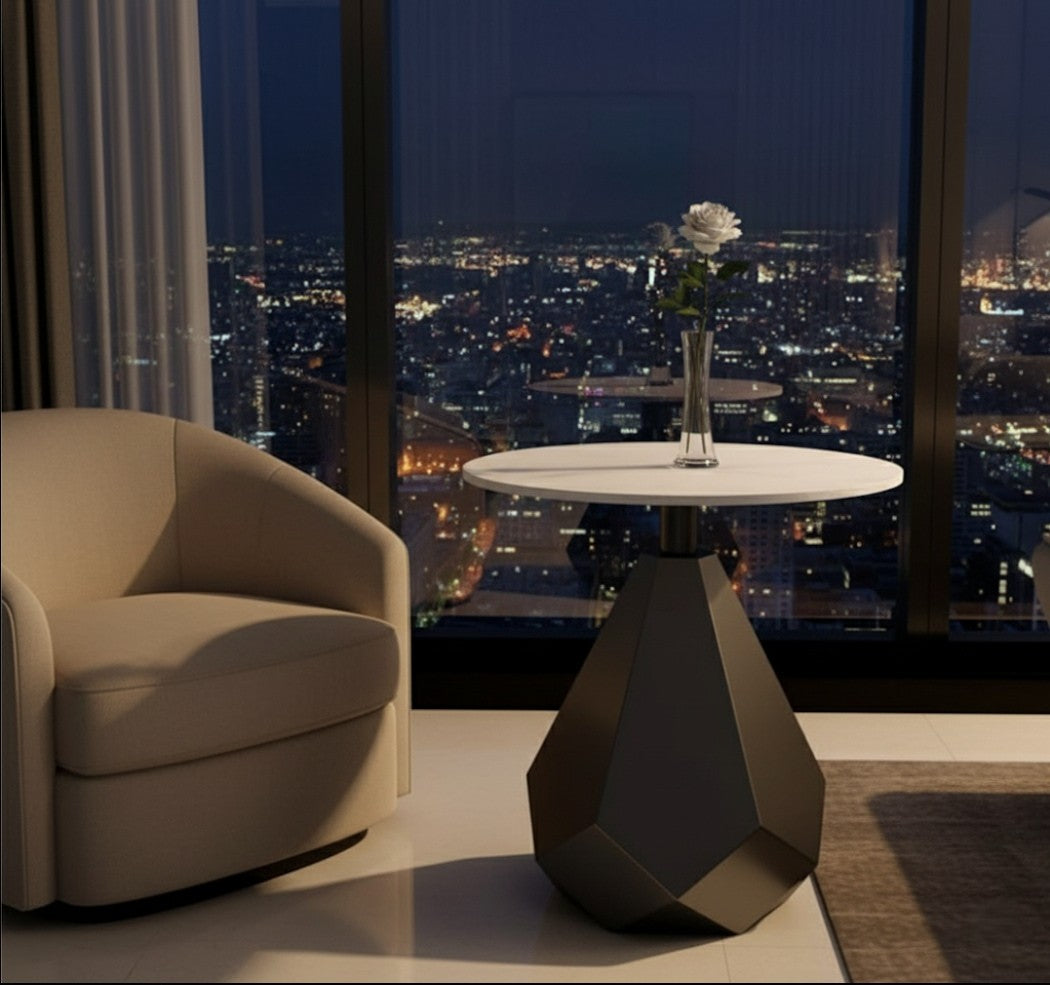 EMERALD Side Table – Marble & Carbon Steel