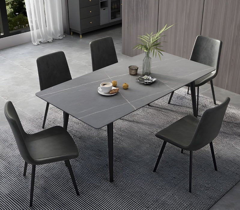Modern Slate-Top Dining Table with Carbon Steel Frame 140*70*75