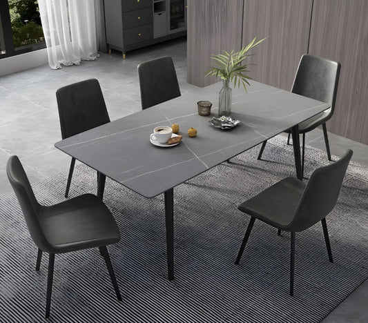 Modern Slate-Top Dining Table with Carbon Steel Frame 140*70*75