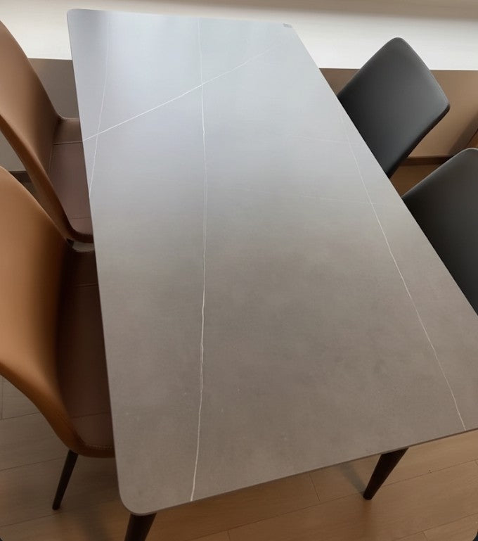 Modern Slate-Top Dining Table with Carbon Steel Frame 140*70*75