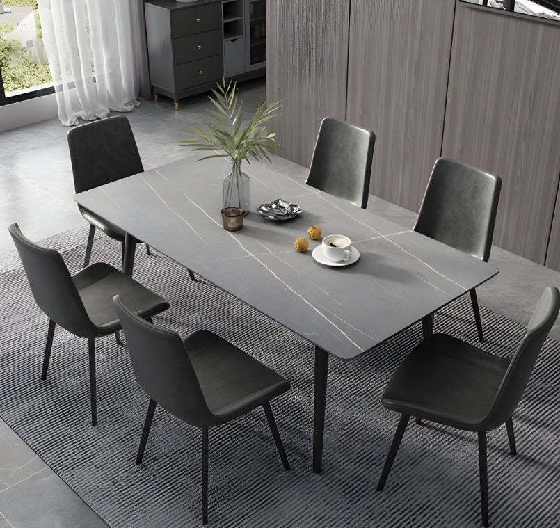 Modern Slate-Top Dining Table with Carbon Steel Frame 140*70*75