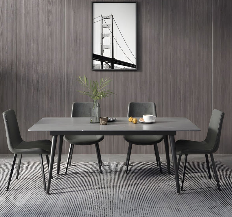 Modern Slate-Top Dining Table with Carbon Steel Frame 140*70*75