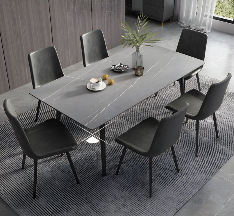 Modern Slate-Top Dining Table with Carbon Steel Frame 140*70*75