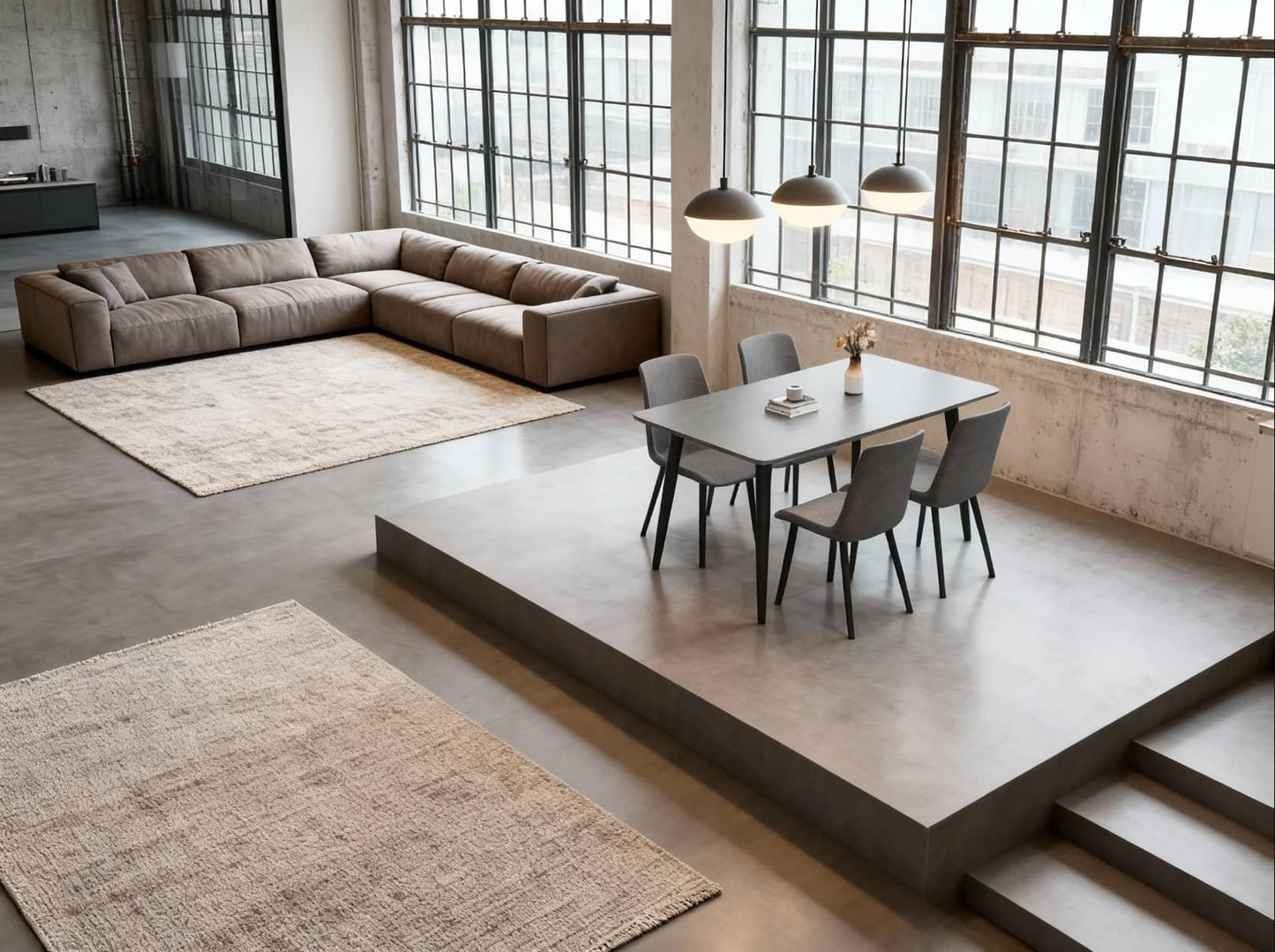 Modern Slate-Top Dining Table with Carbon Steel Frame 140*70*75