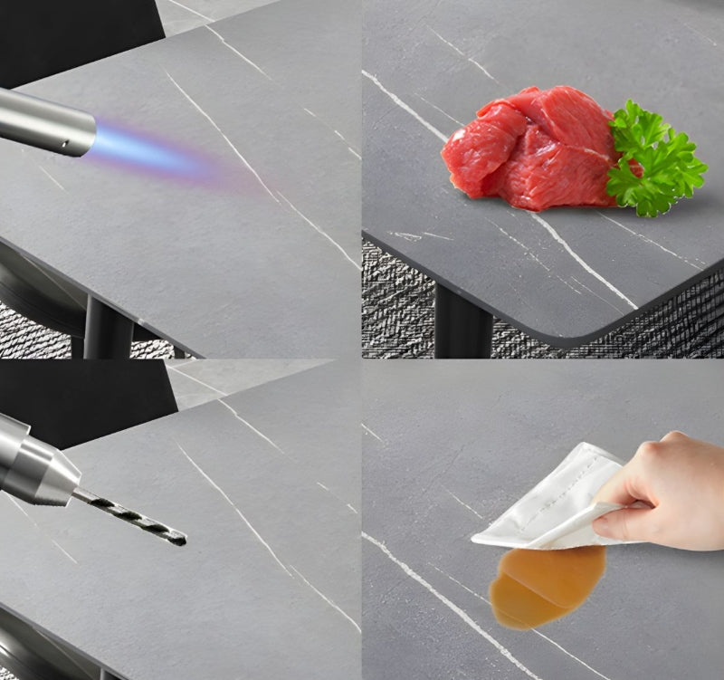Modern Slate-Top Dining Table with Carbon Steel Frame 140*70*75
