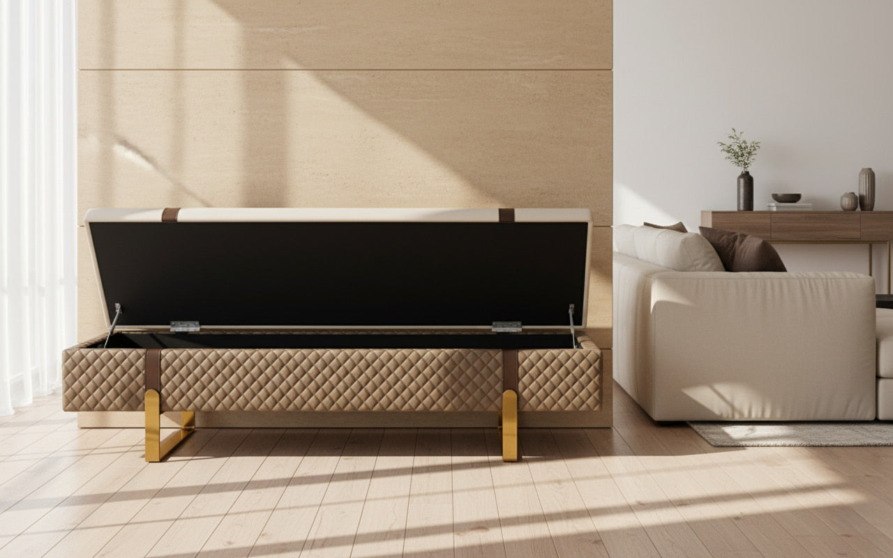 GAMBINI Luxe Storage Ottoman Bench – Modern Luxury with Intelligent Design