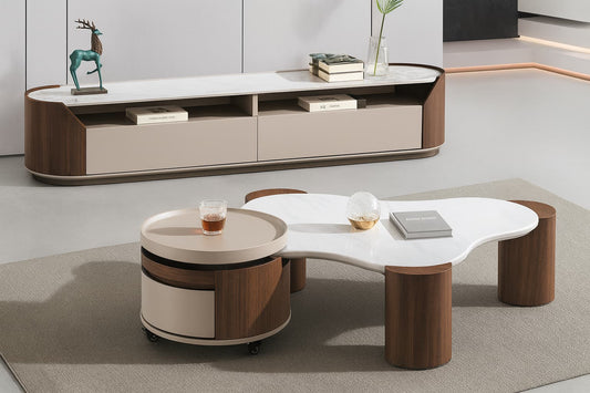 GUERRA Marble Coffee Table with Base & Storage – Modern Luxury