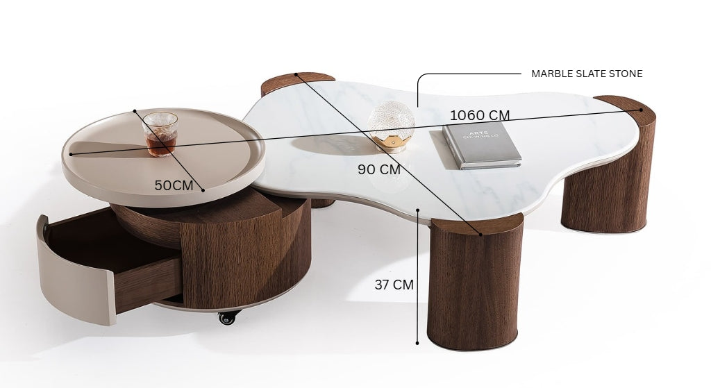 GUERRA Marble Coffee Table with Base & Storage – Modern Luxury