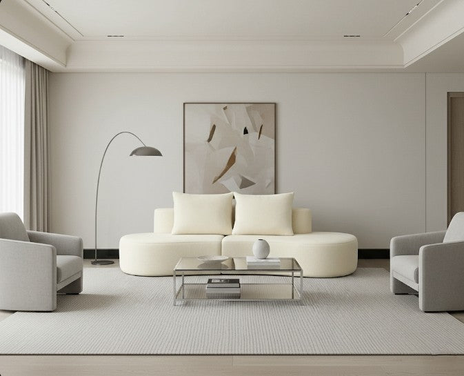LUNA Compressed Sofa – Modern Curved Comfort 240CM Cream