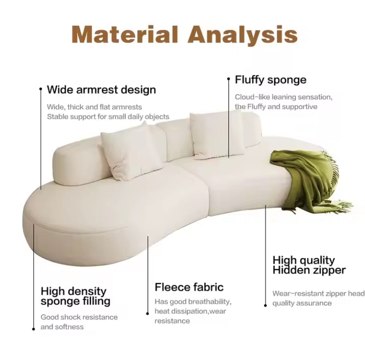 LUNA Compressed Sofa – Modern Curved Comfort 240CM Cream
