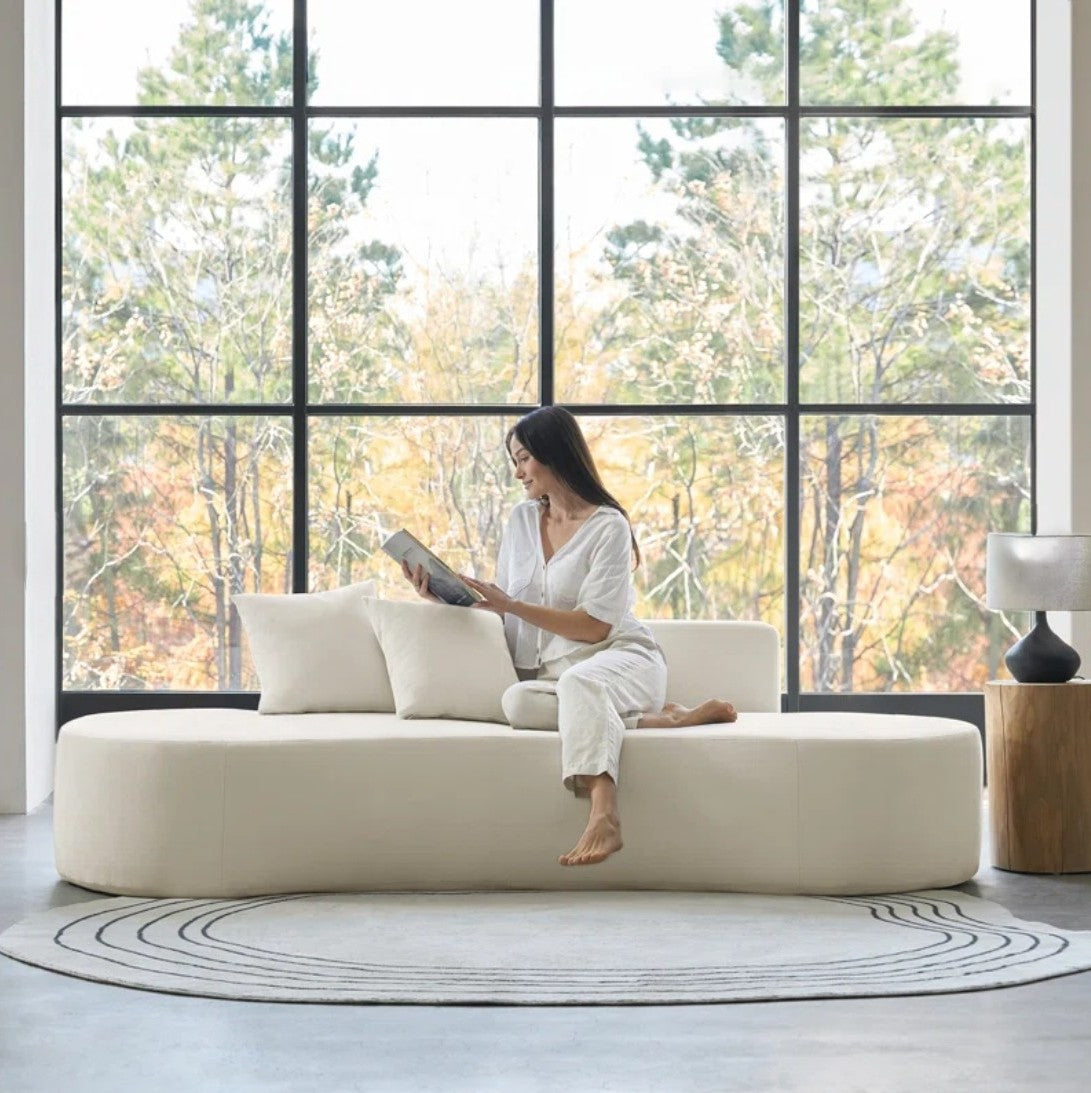 LUNA Compressed Sofa – Modern Curved Comfort 240CM Cream