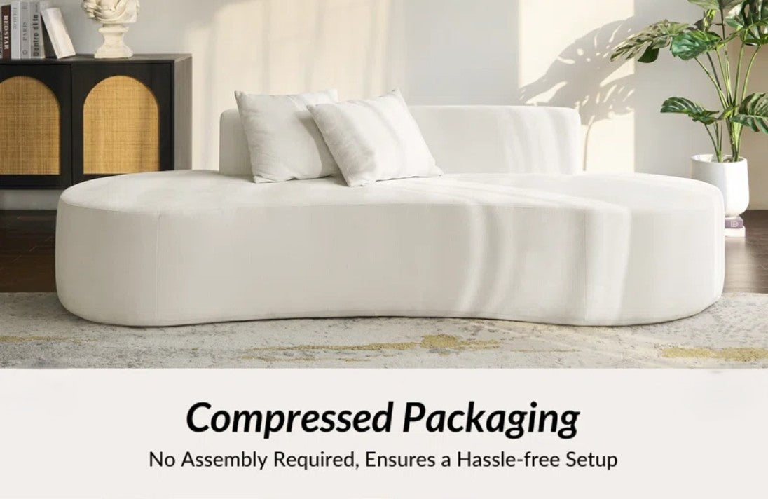 LUNA Compressed Sofa – Modern Curved Comfort 240CM Cream