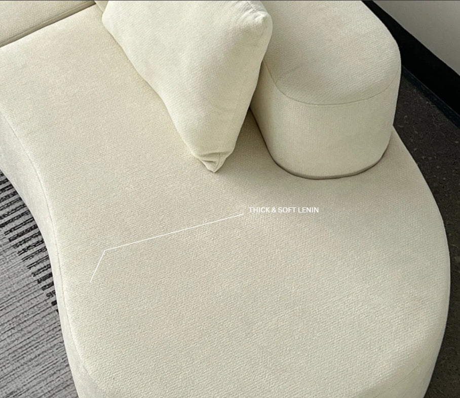LUNA Compressed Sofa – Modern Curved Comfort 240CM Cream
