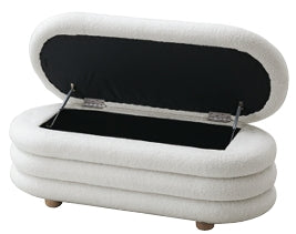 LOUVRE Bouclé Luxe Ottoman Bench – Modern Elegance with Hidden Storage
