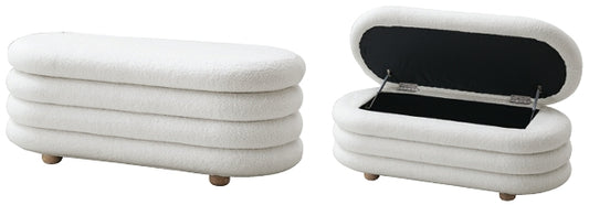 LOUVRE Bouclé Luxe Ottoman Bench – Modern Elegance with Hidden Storage