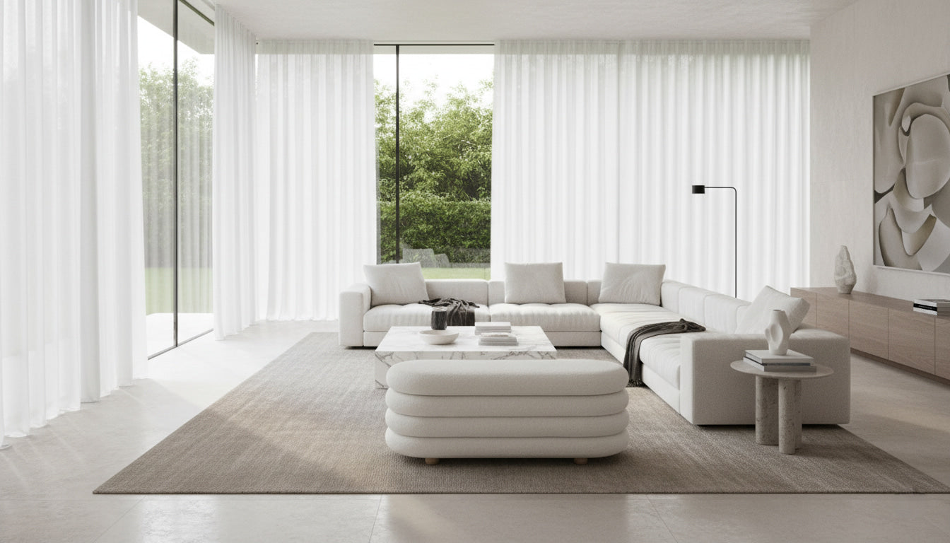 LOUVRE Bouclé Luxe Ottoman Bench – Modern Elegance with Hidden Storage