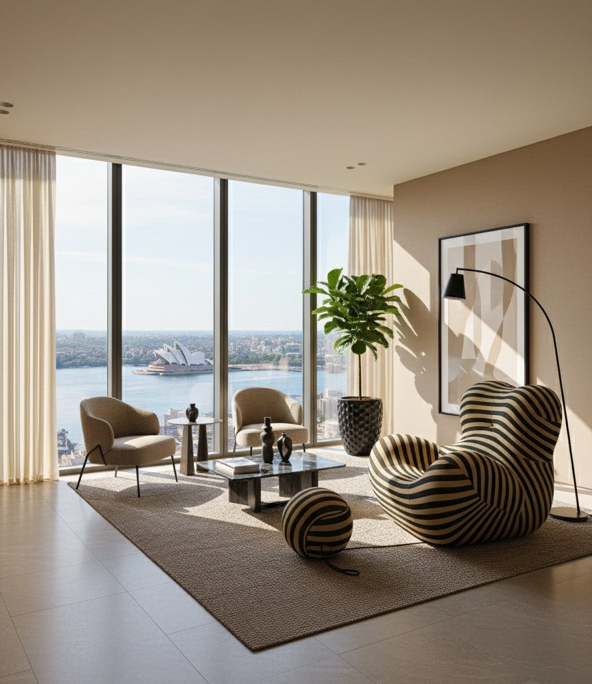 NEORA — Sculptural Lounge Chair with Footrest