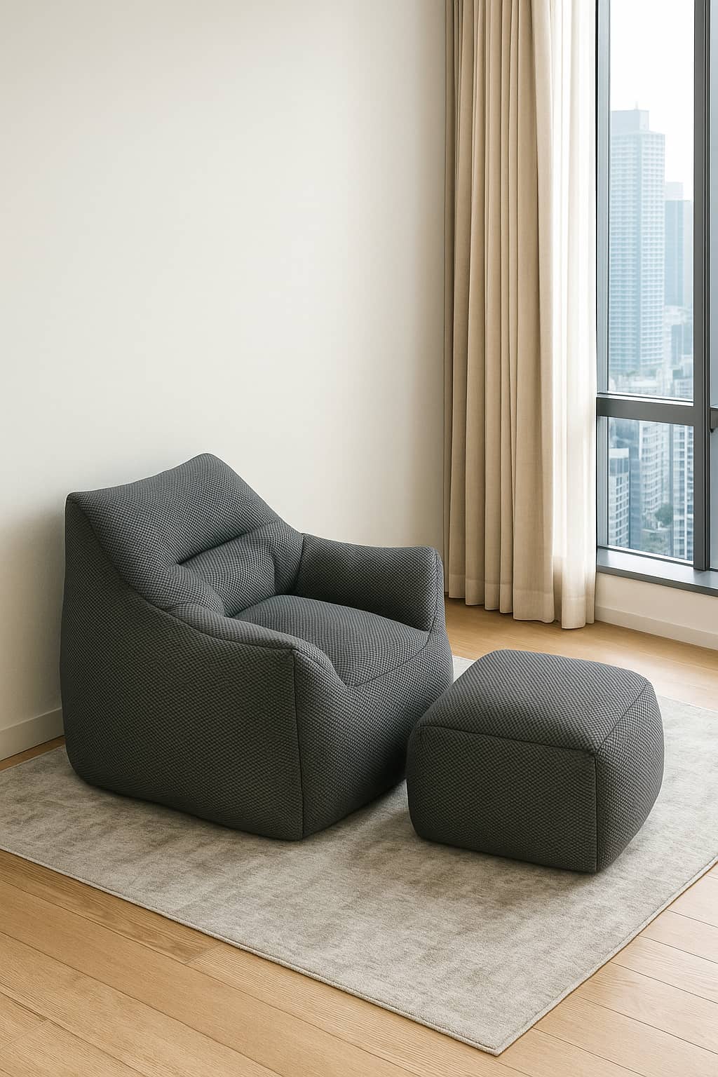 Nesta Compressed Lounge Chair & Footstool