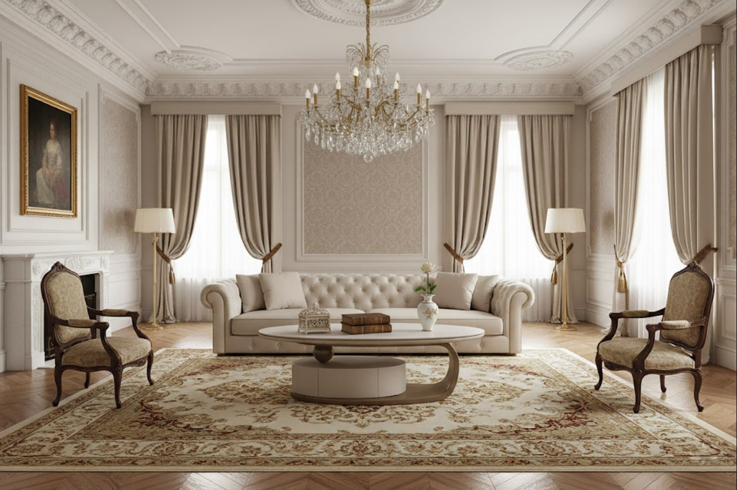 ORA Oval Coffee Table – Marble Top with Hidden Storage
