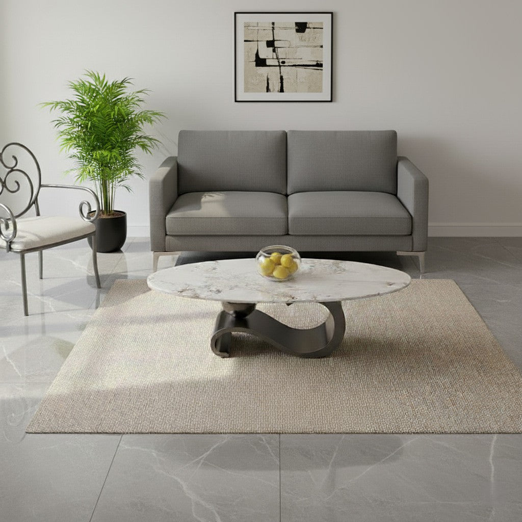 PLOMO Coffee & Side Table Set – Marble Top with Sculptural Steel Base