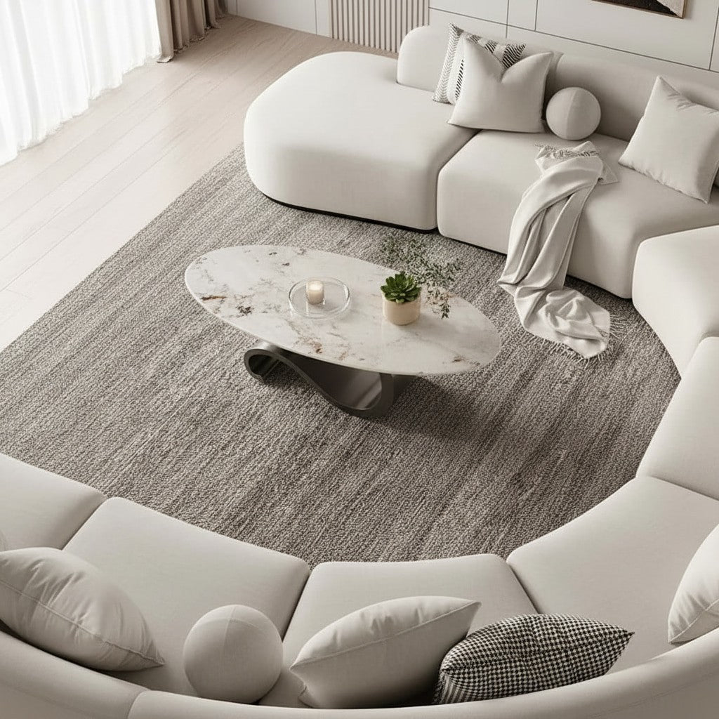 PLOMO Coffee & Side Table Set – Marble Top with Sculptural Steel Base