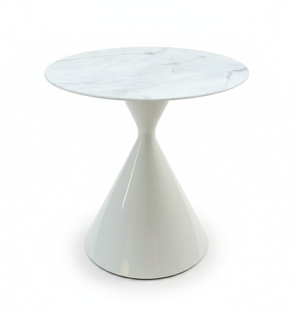 PURE The Side Table – White Marble & Gloss Base