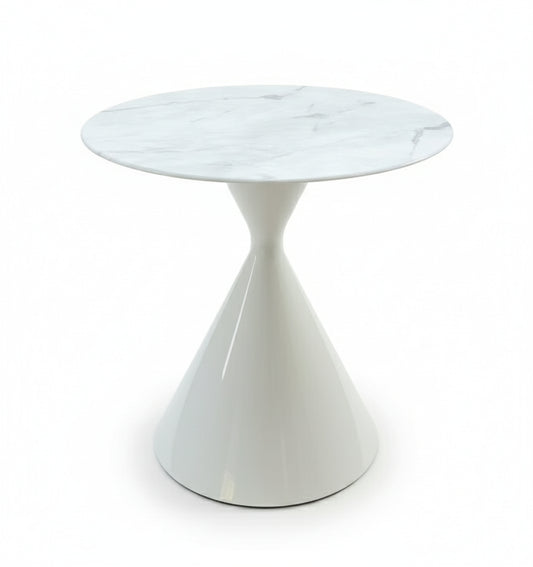 PURE The Side Table – White Marble & Gloss Base