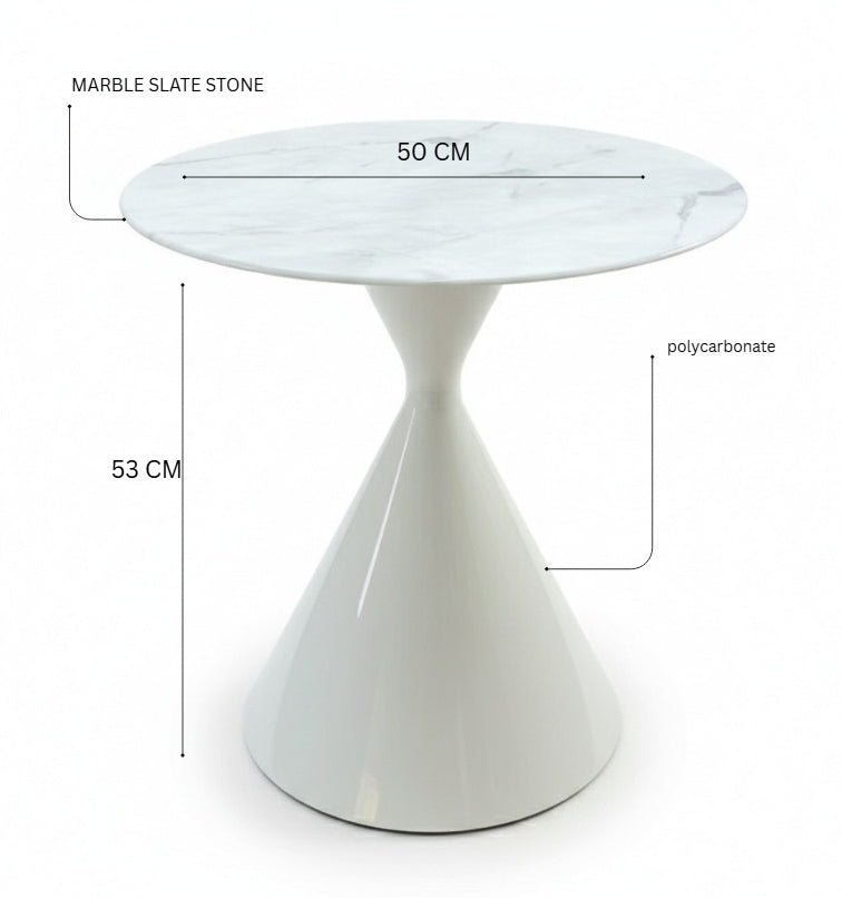 PURE The Side Table – White Marble & Gloss Base