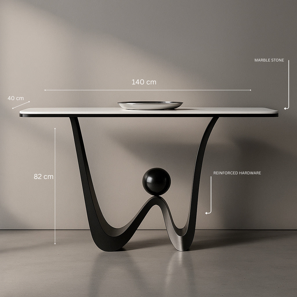 SAGITTARIUS Console Table – Sculptural Design with Marble Top