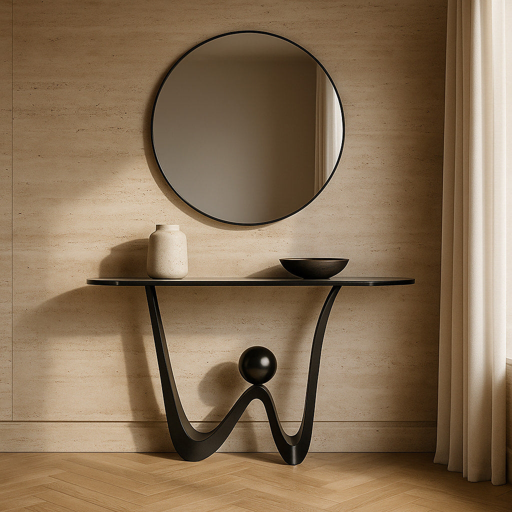 SAGITTARIUS Console Table – Sculptural Design with Marble Top