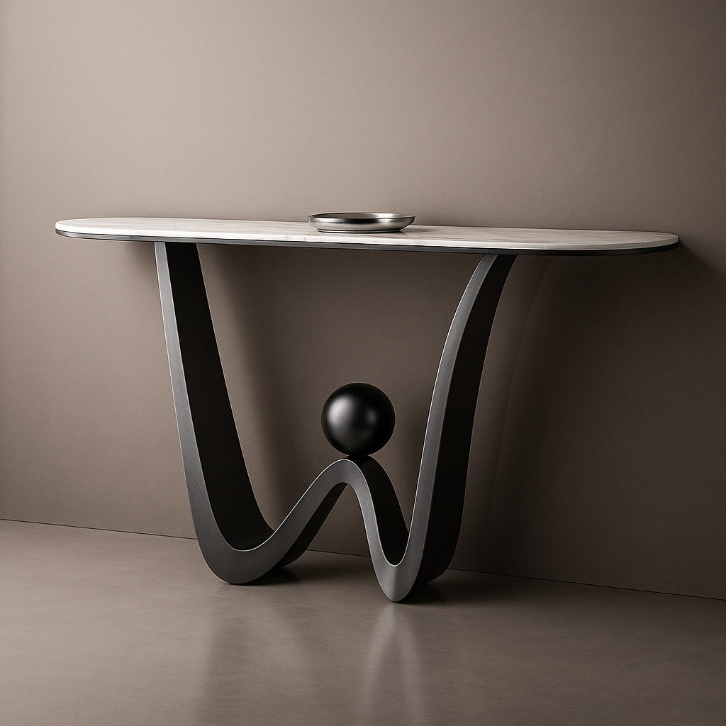 SAGITTARIUS Console Table – Sculptural Design with Marble Top
